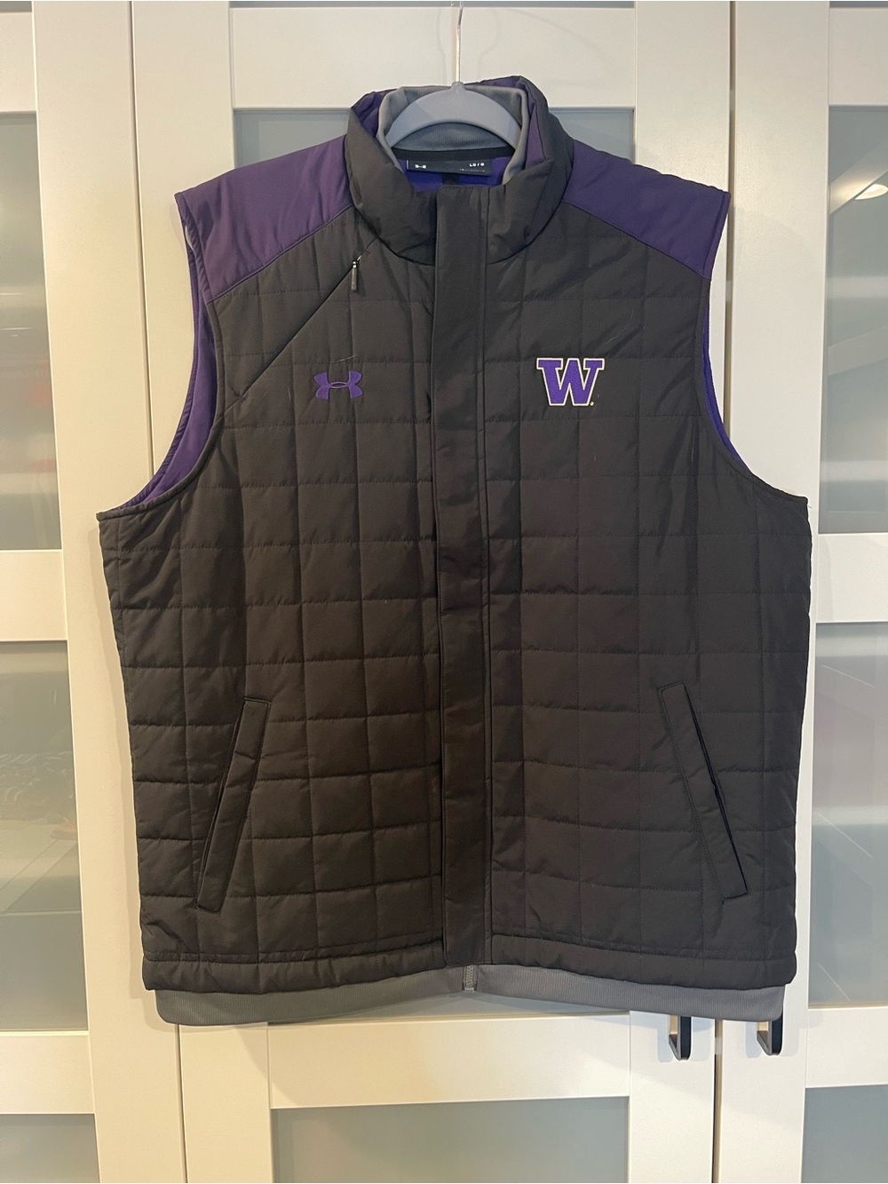 Under Armour Black and Purple Quilted Vest with W /University of Washington Logo